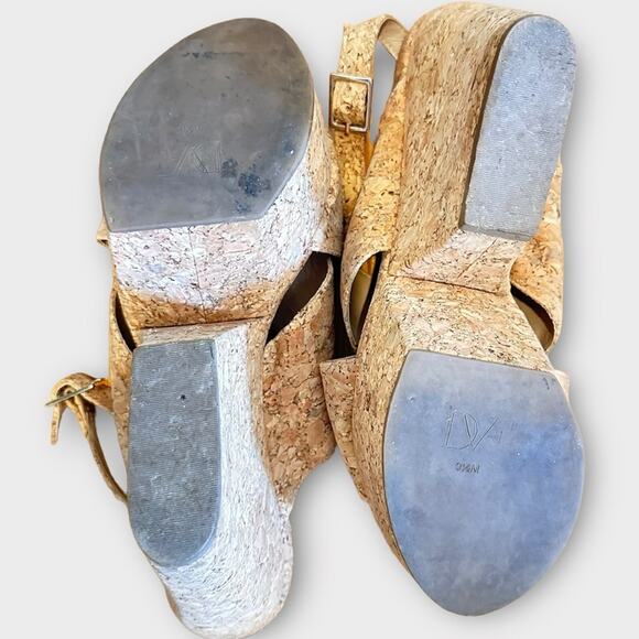 Diane von Furstenberg Liberty Wedge Sandals Natural Cork 9.5 - Picture 10 of 11